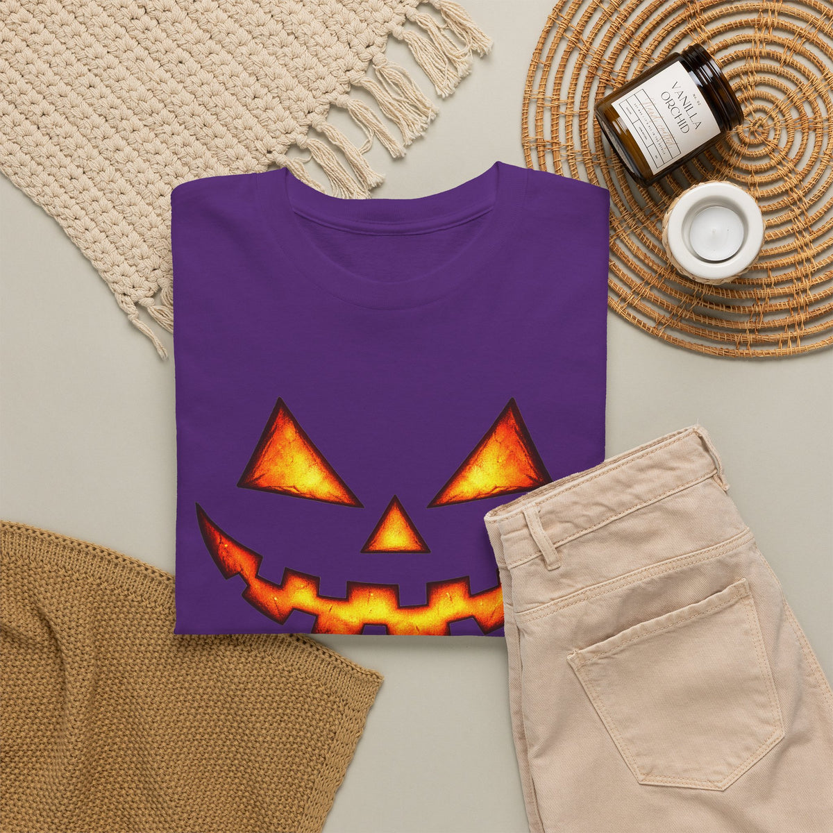 Jack-O'-Lantern Pumpkin Scary Face T-Shirt — Halloween Horror Costume Tee