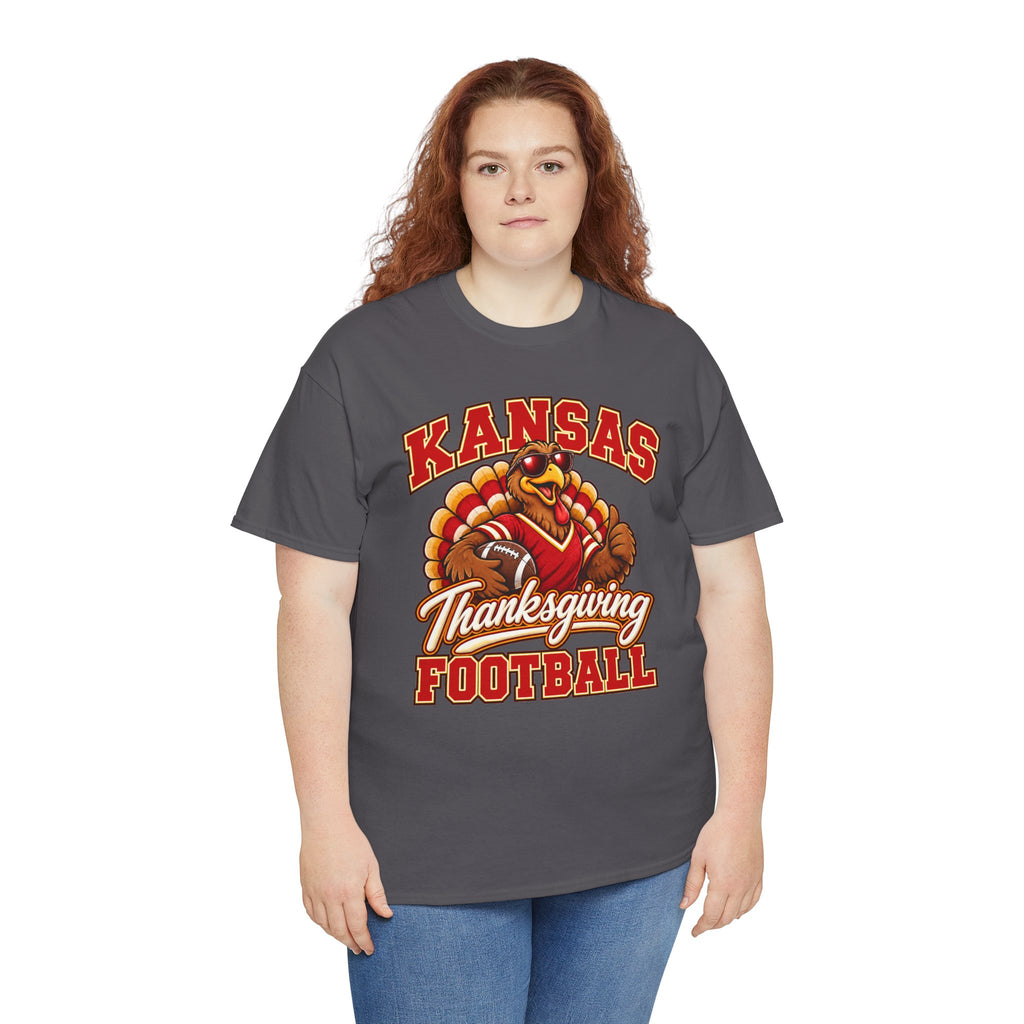 Kansas Thanksgiving Football T‑Shirt — Turkey Mascot Holiday Game Tee