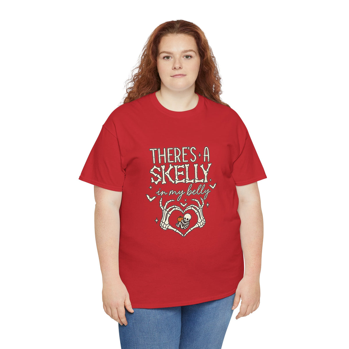 Skeleton Heart T‑Shirt — "There's a Skelly in My Belly" Cute Halloween Tee