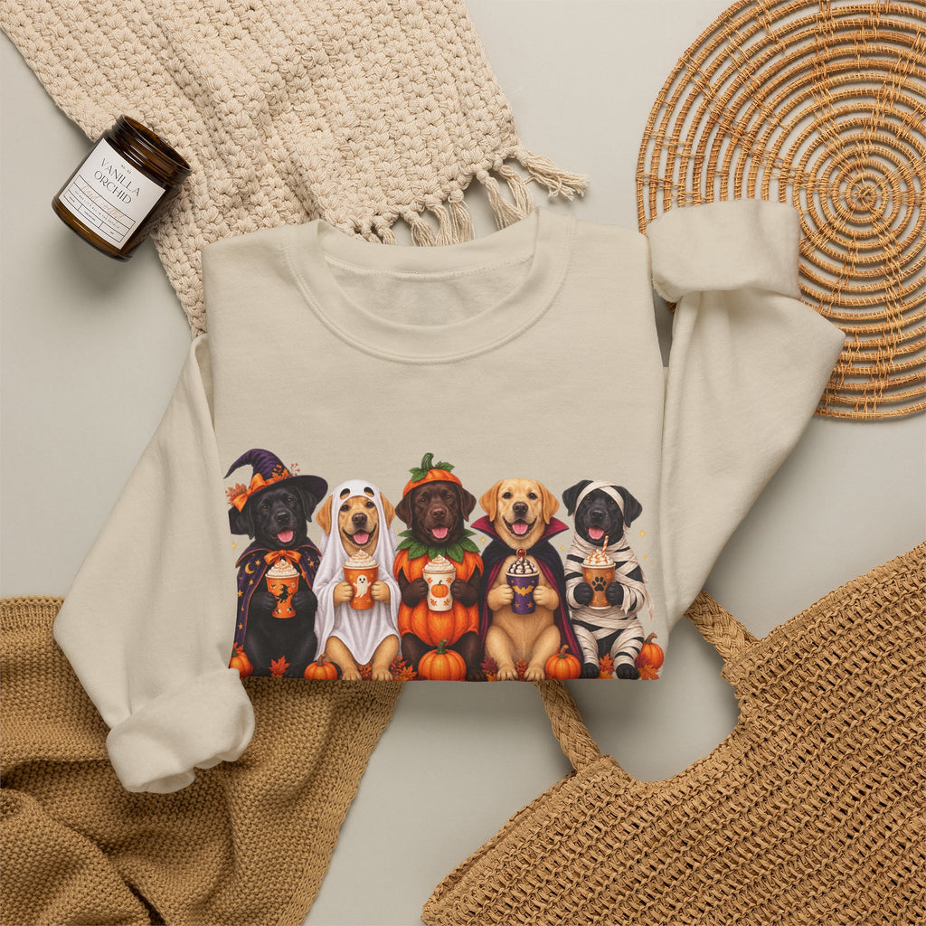 Halloween Dogs Crewneck Sweatshirt — Cute Puppies in Costumes Fall Pullover