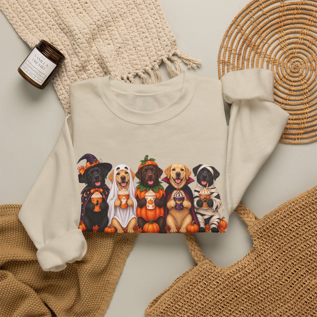 Halloween Dogs Crewneck Sweatshirt — Cute Puppies in Costumes Fall Pullover