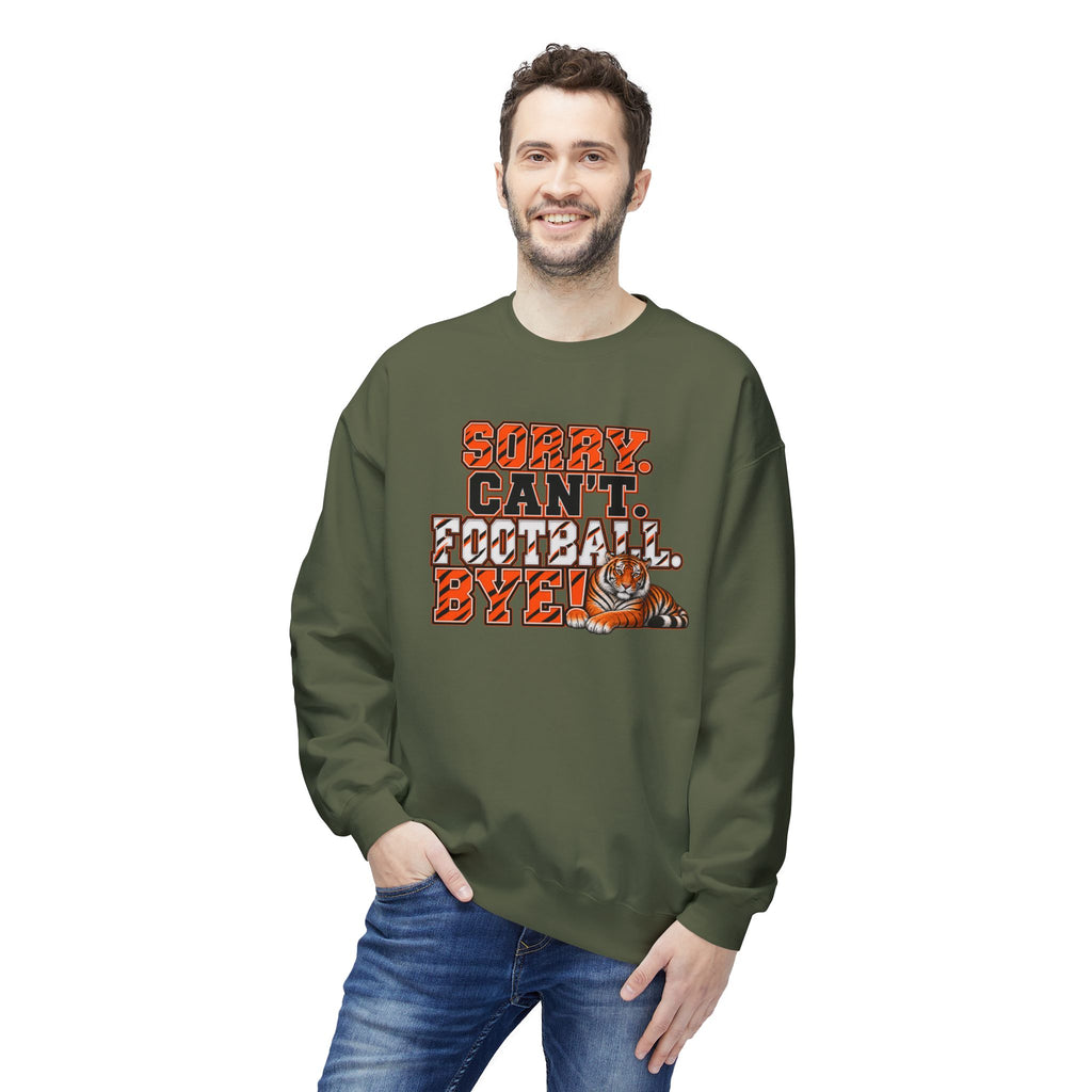 Sorry Can’t Football Bye! Crewneck Sweatshirt – Tiger Mascot Game Day Pullover
