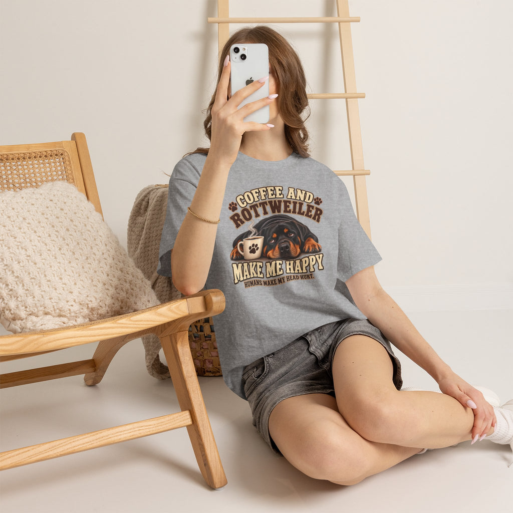 Coffee and Rottweiler Tee — "Coffee and Rottweiler Make Me Happy" Dog Lover Shirt