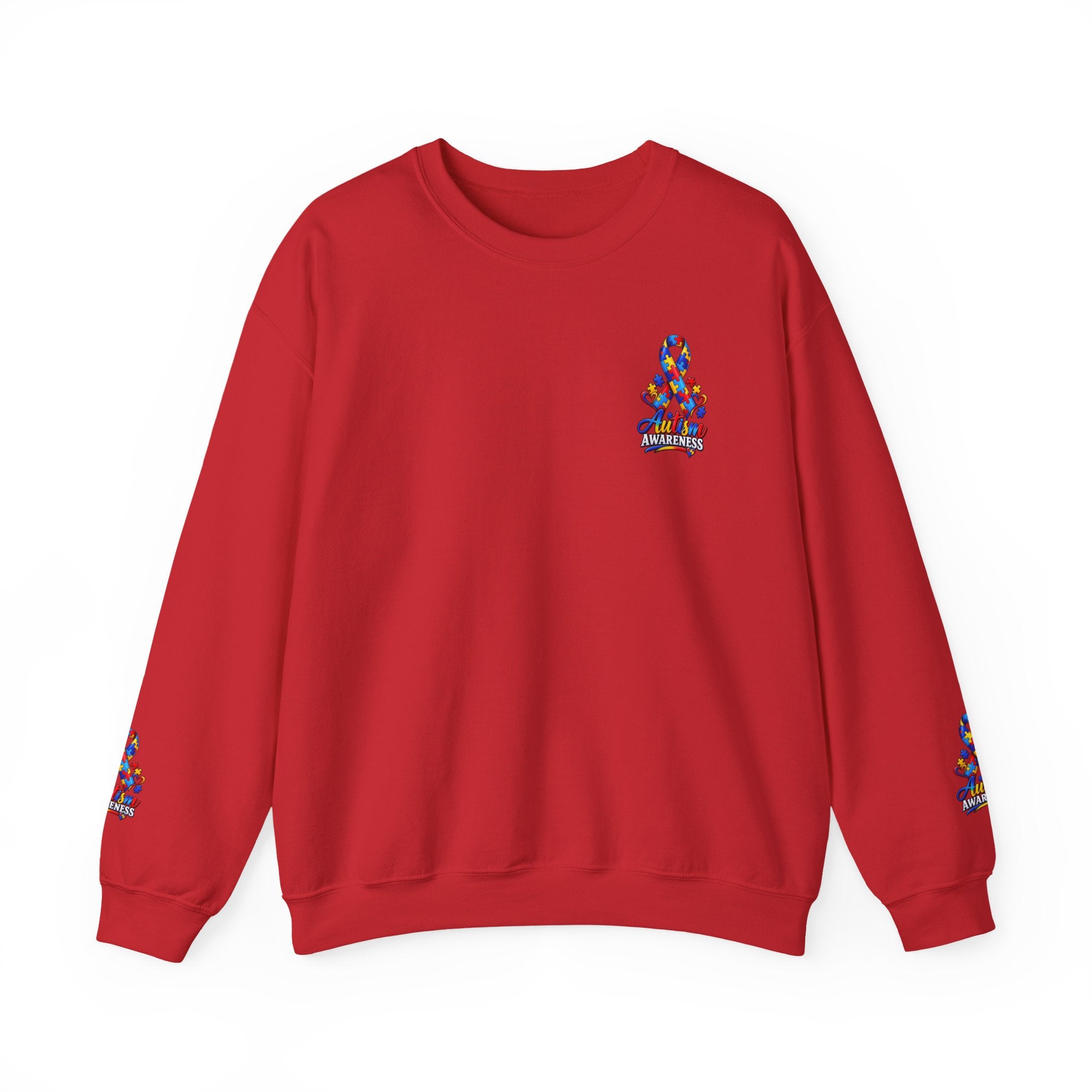 Autism Awareness Crewneck Sweatshirt — "Color Outside the Lines" Puzzle Ribbon Design