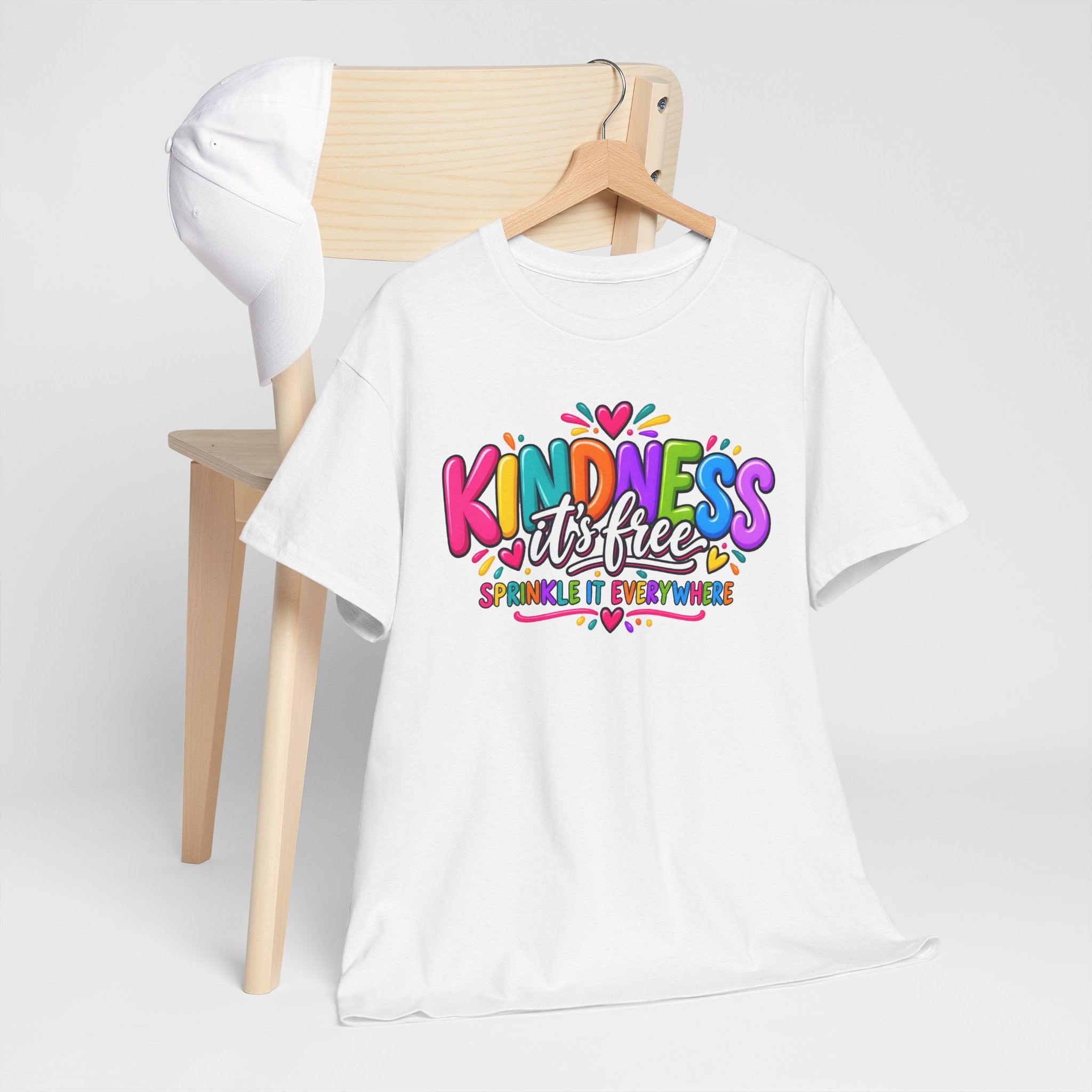 Kindness Is Free Rainbow Tee — Cute Positive Message T-Shirt