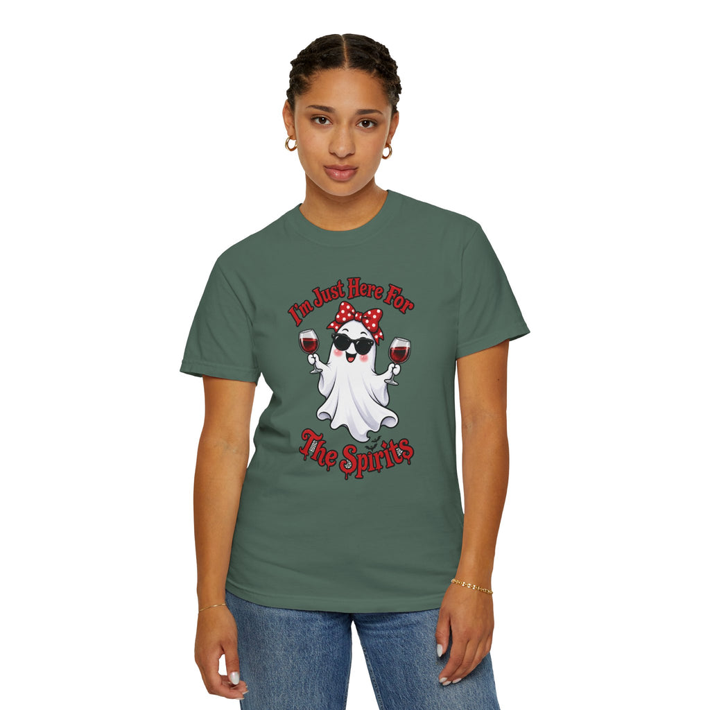 Wine Ghost T-Shirt — "I'm Just Here For The Spirits" Halloween Tee