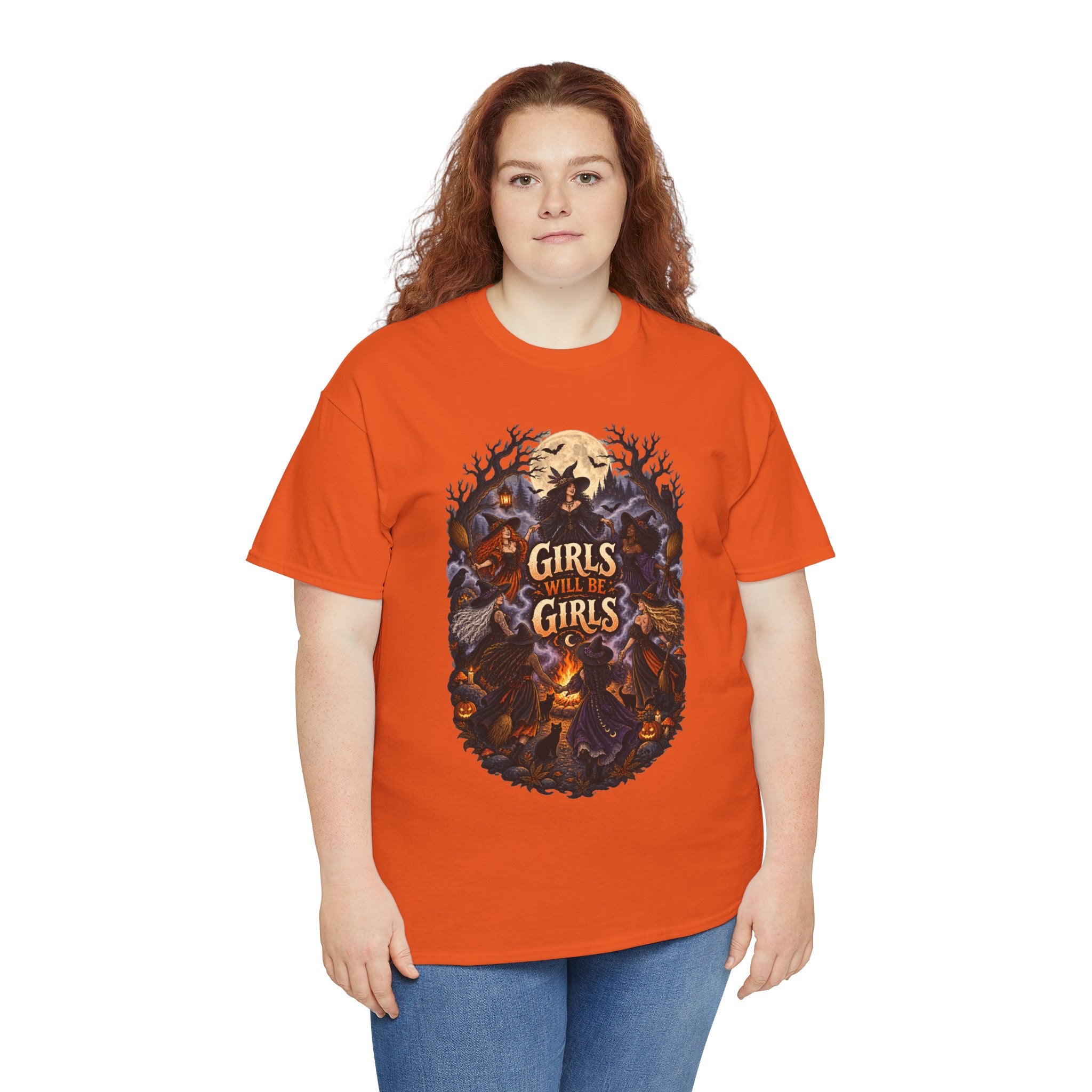 Girls Will Be Girls T-Shirt — Witchy Campfire Illustration Tee