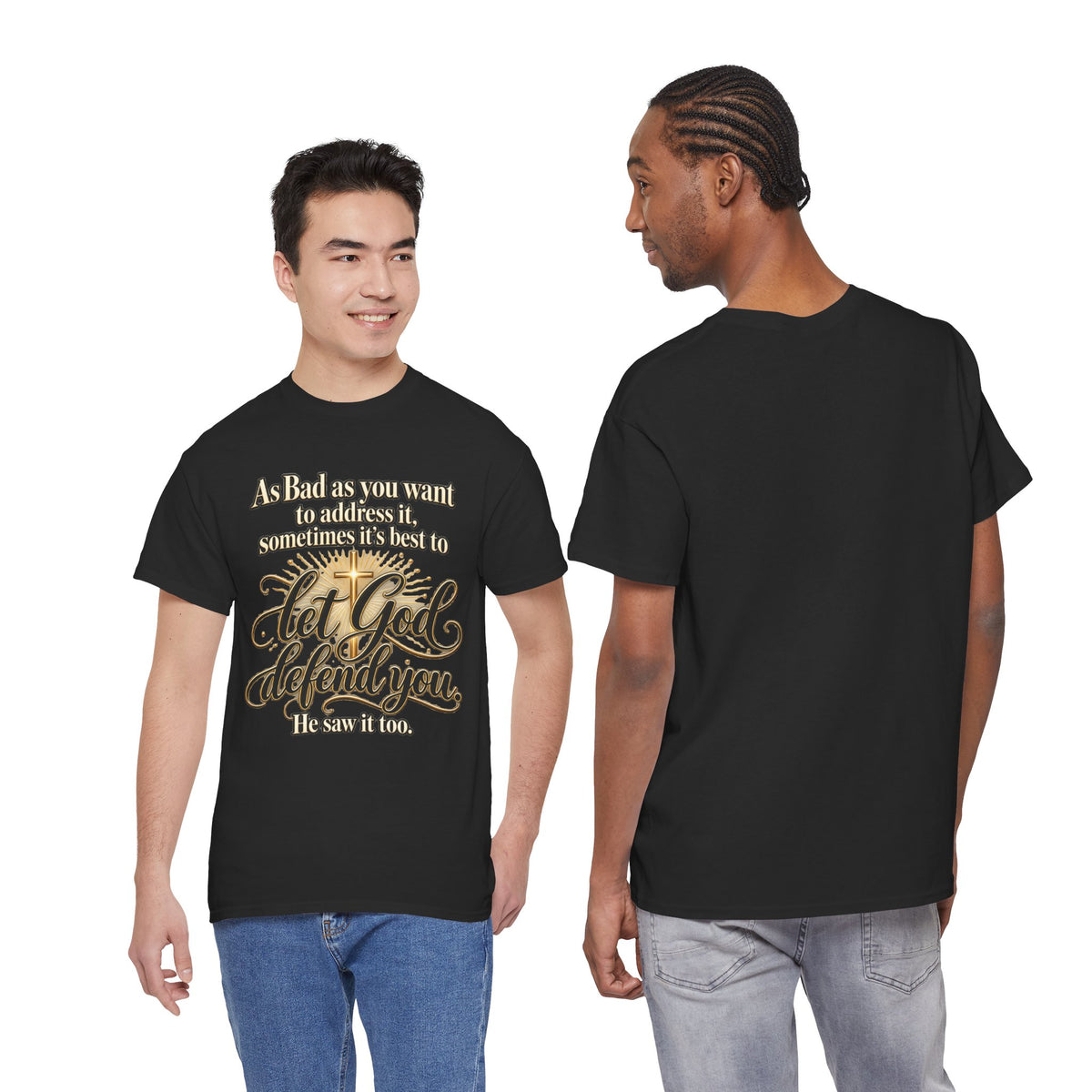 Let God Defend You Inspirational Christian T-Shirt