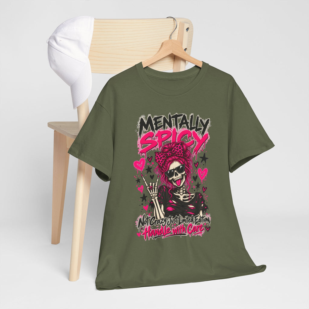 Mentally Spicy Skeleton Graphic T-Shirt