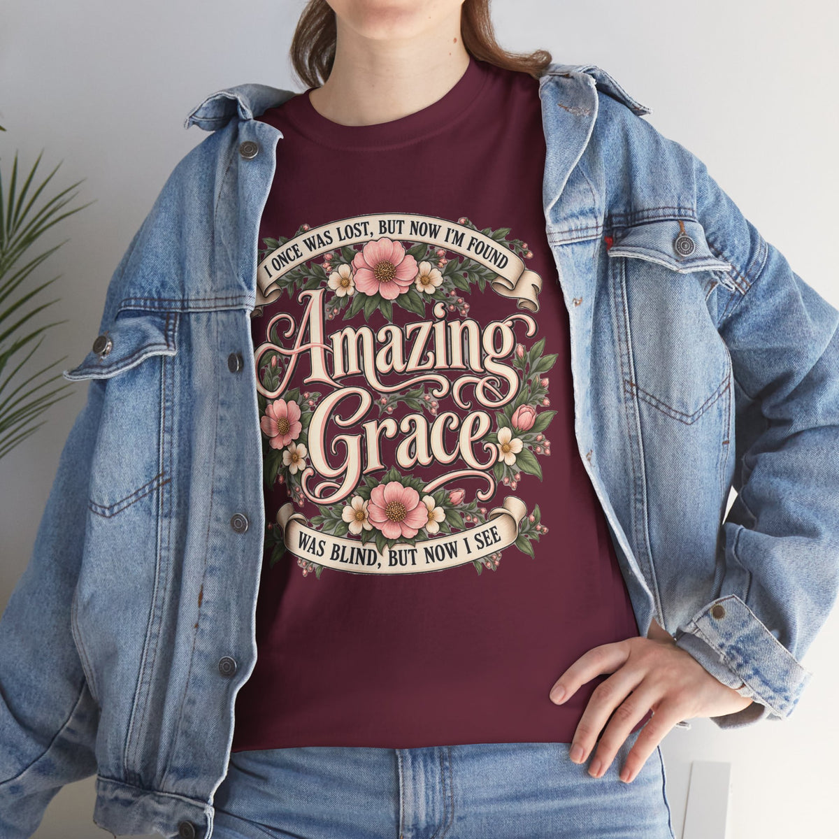 Amazing Grace Floral T-Shirt — Vintage Christian Faith Tee