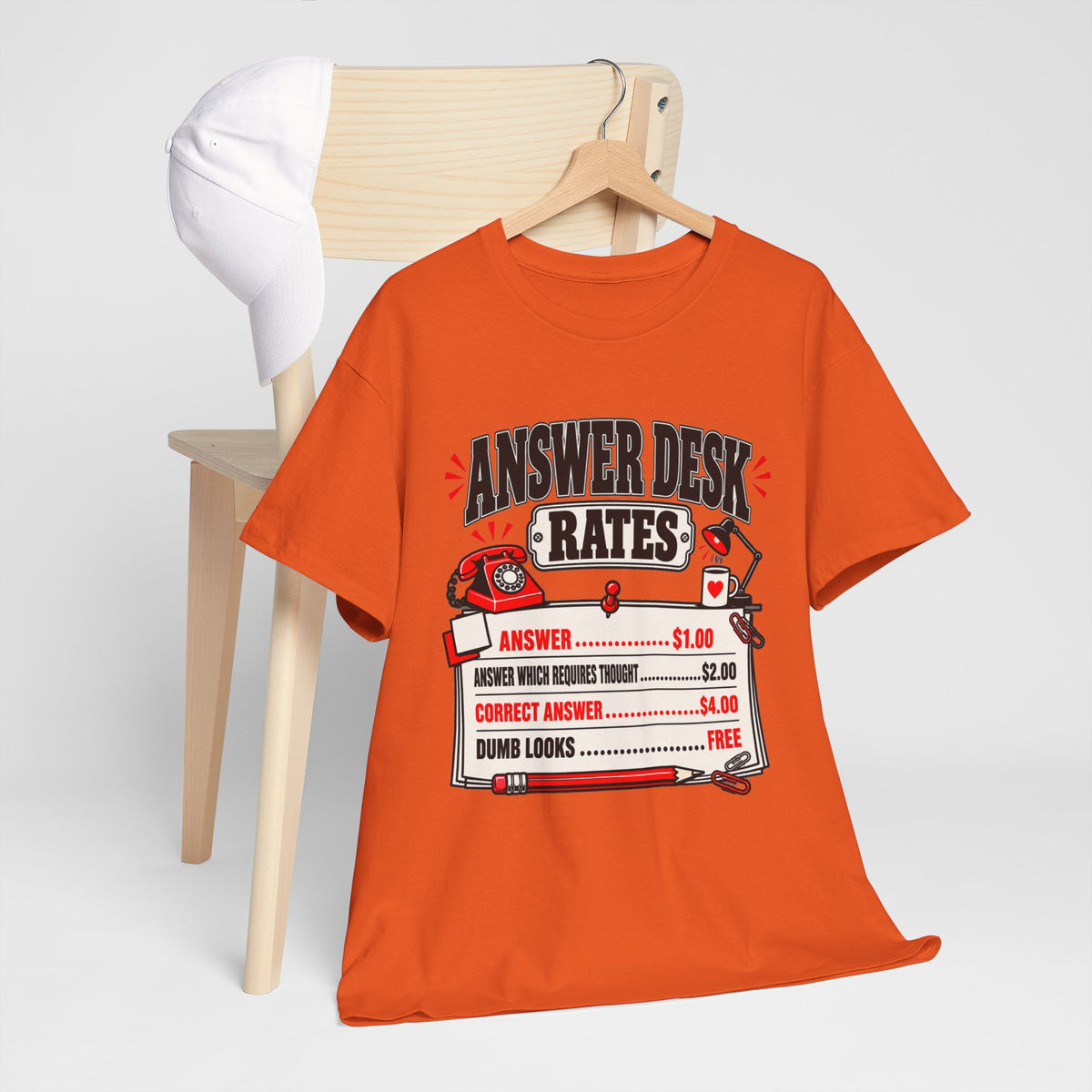 Answer Desk Rates T-Shirt — Funny Help Desk IT Support Tee ("Answer 1.00, Correct Answer 4.00")