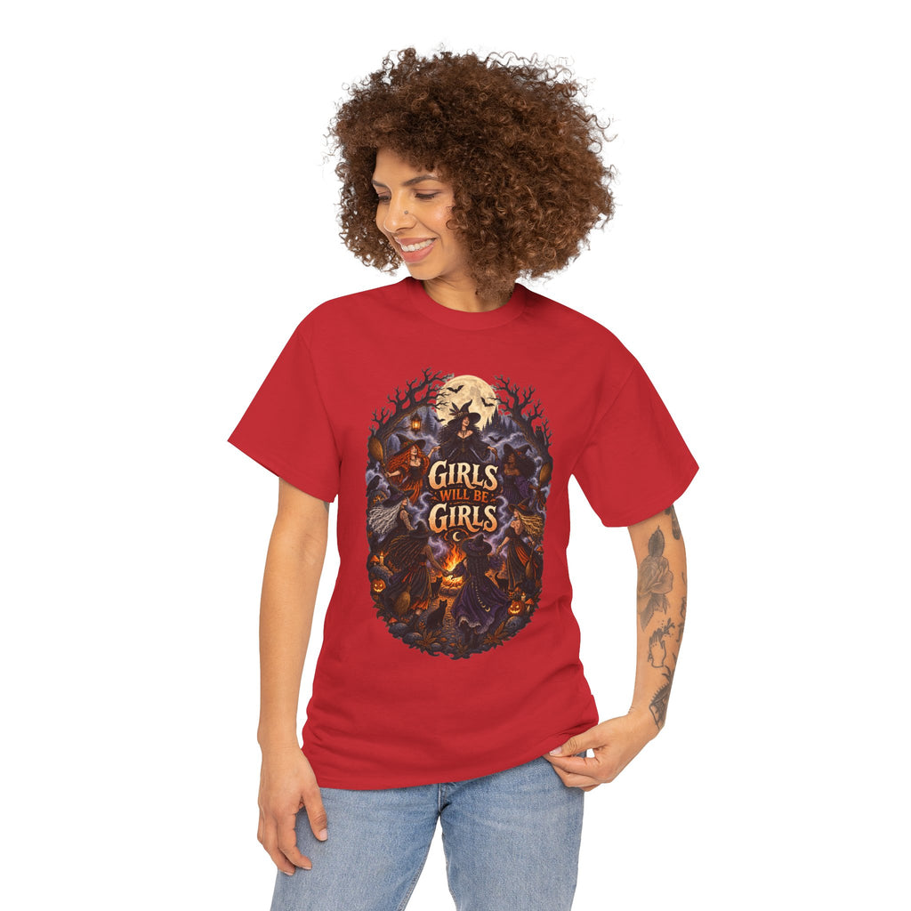 Girls Will Be Girls T-Shirt — Witchy Campfire Illustration Tee