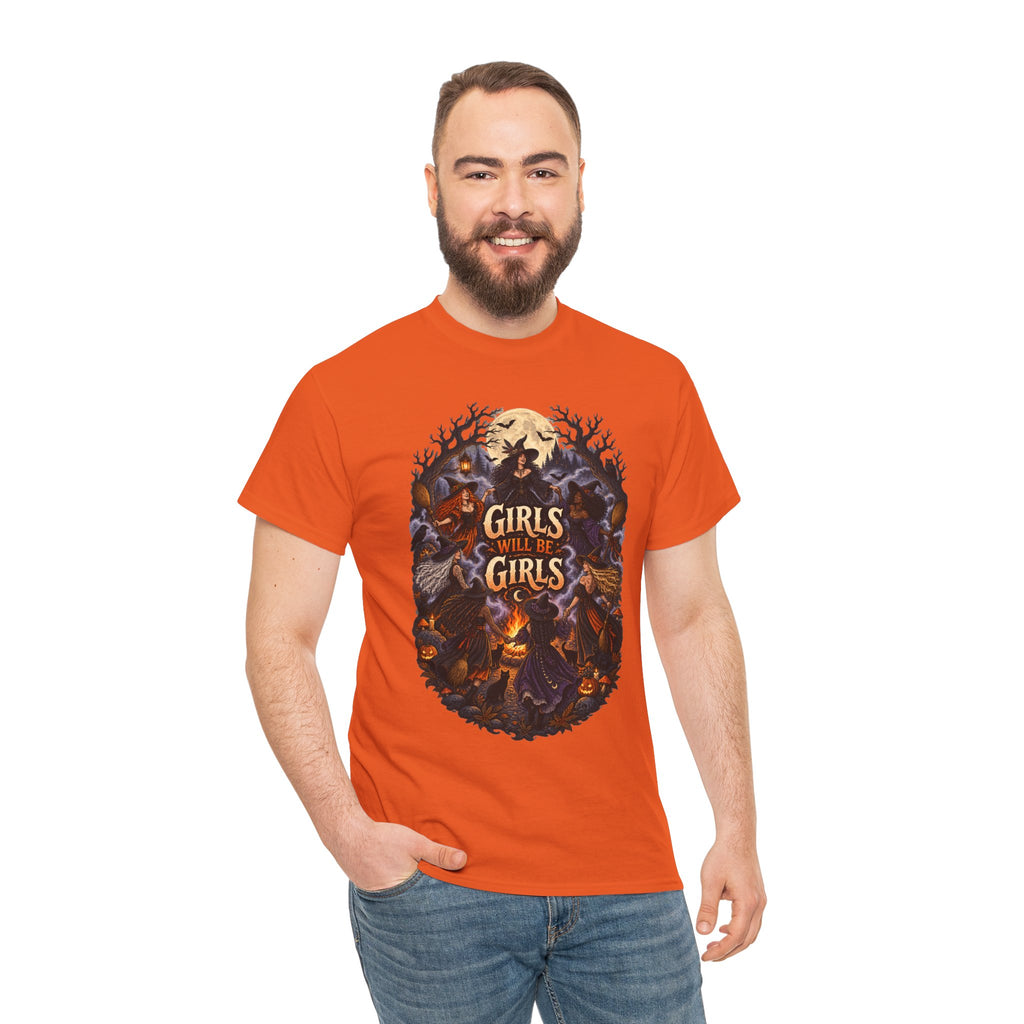 Girls Will Be Girls T-Shirt — Witchy Campfire Illustration Tee