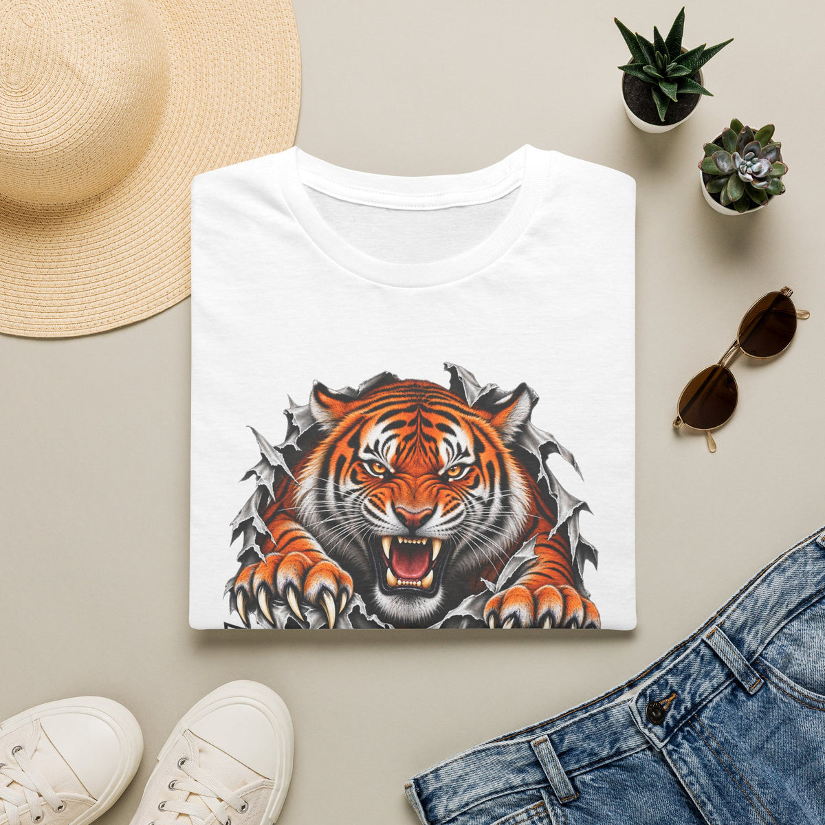 Tiger Graphic T-Shirt — "Who Dey!" Fierce Roaring Design