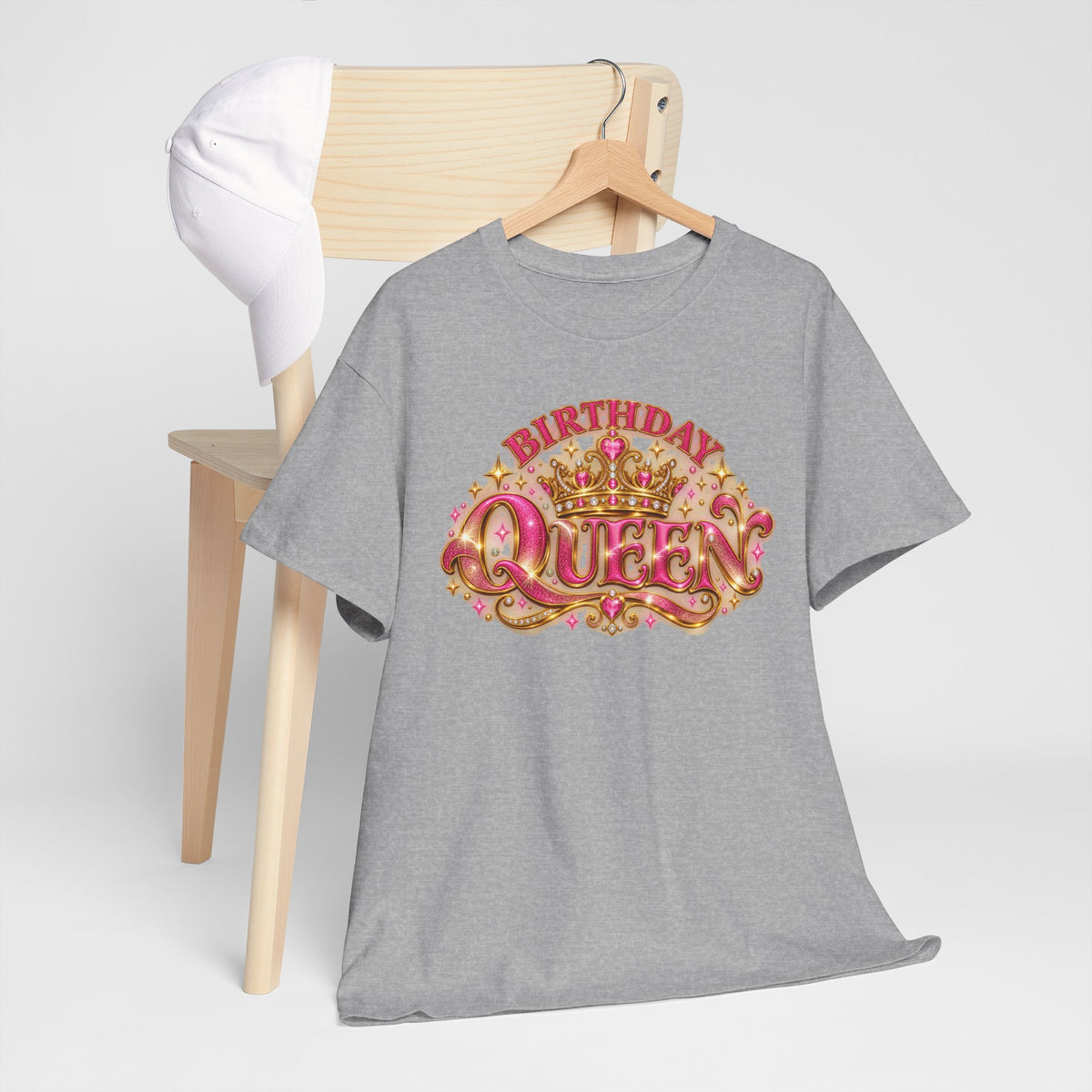 Birthday Queen Graphic T-Shirt | Pink & Gold Crown