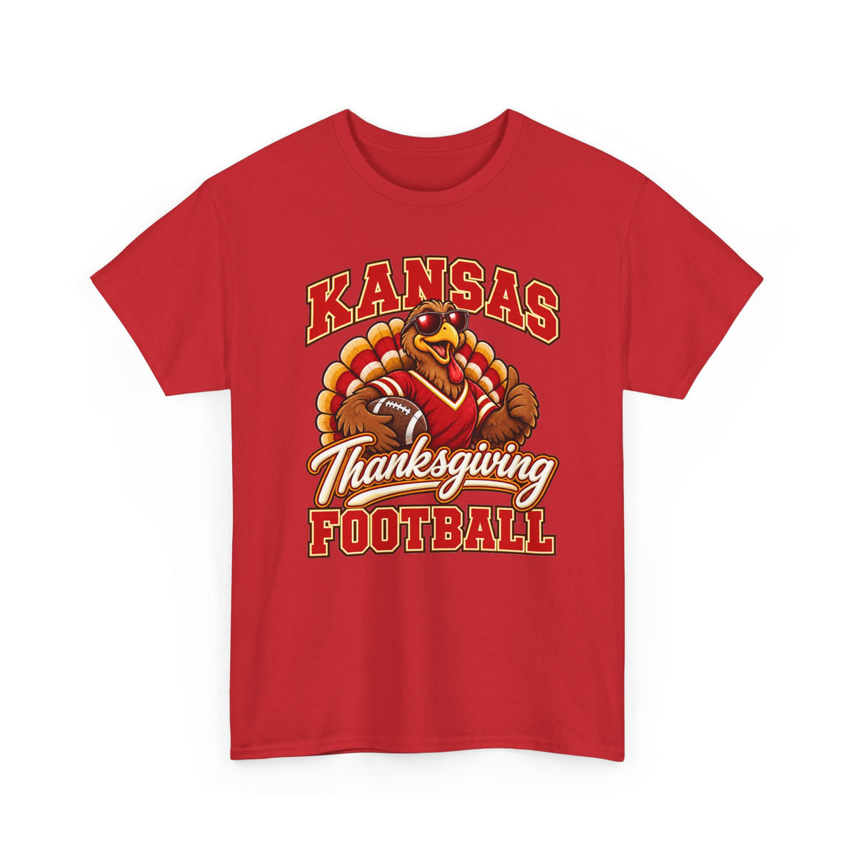 Kansas Thanksgiving Football T‑Shirt — Turkey Mascot Holiday Game Tee