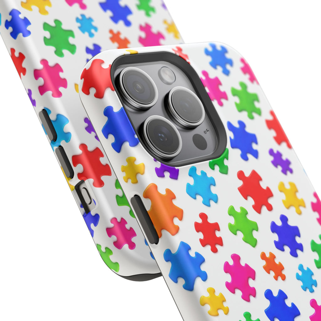 Autism Puzzle Pattern Magnetic Impact-Resistant Phone Case