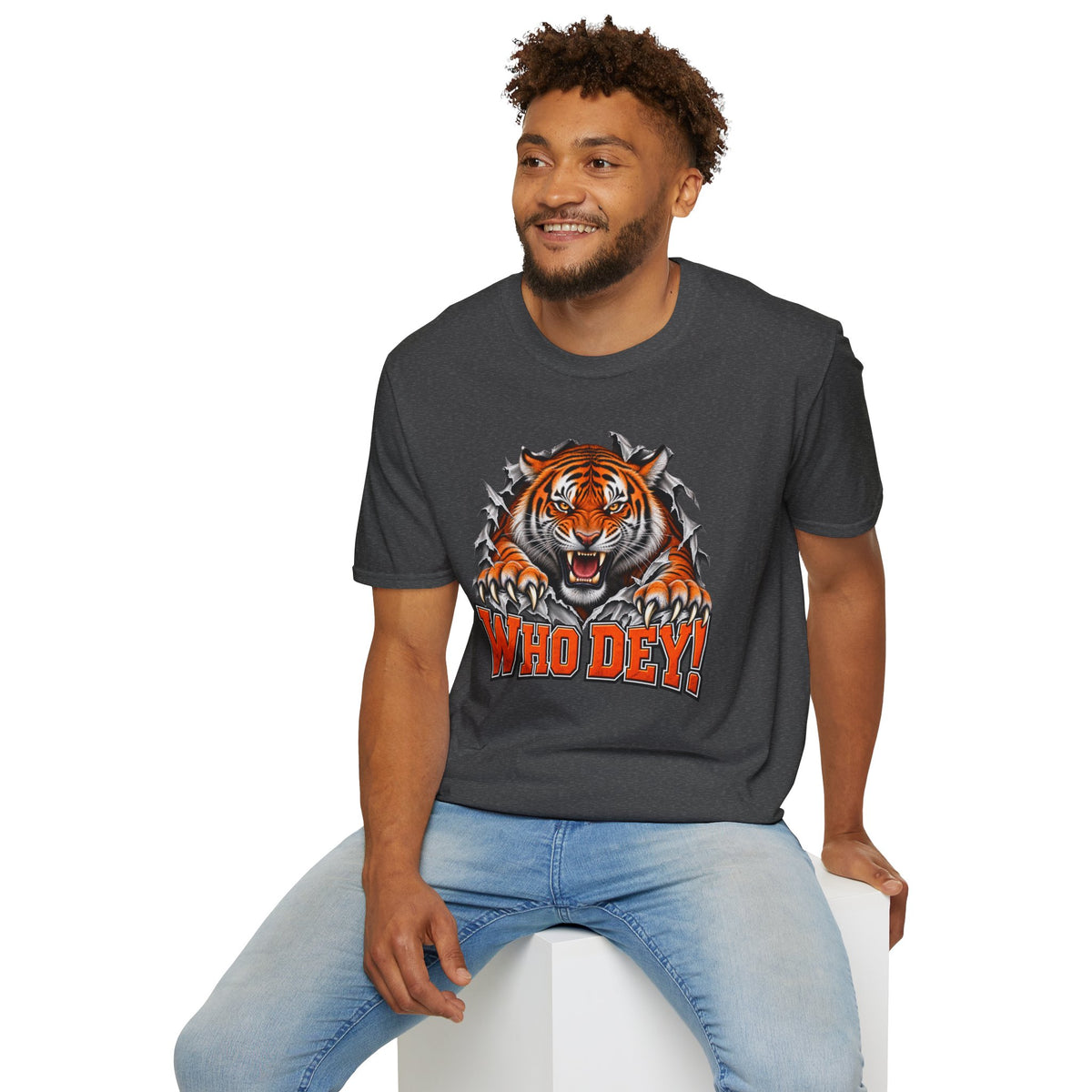 Tiger Graphic T-Shirt — "Who Dey!" Fierce Roaring Design