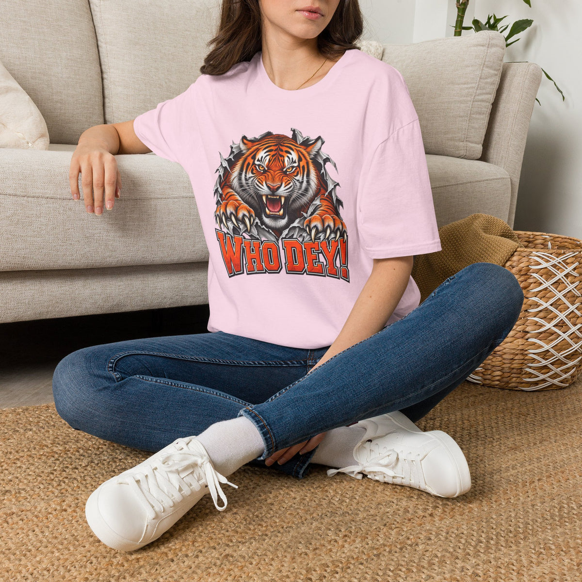 Tiger Graphic T-Shirt — "Who Dey!" Fierce Roaring Design