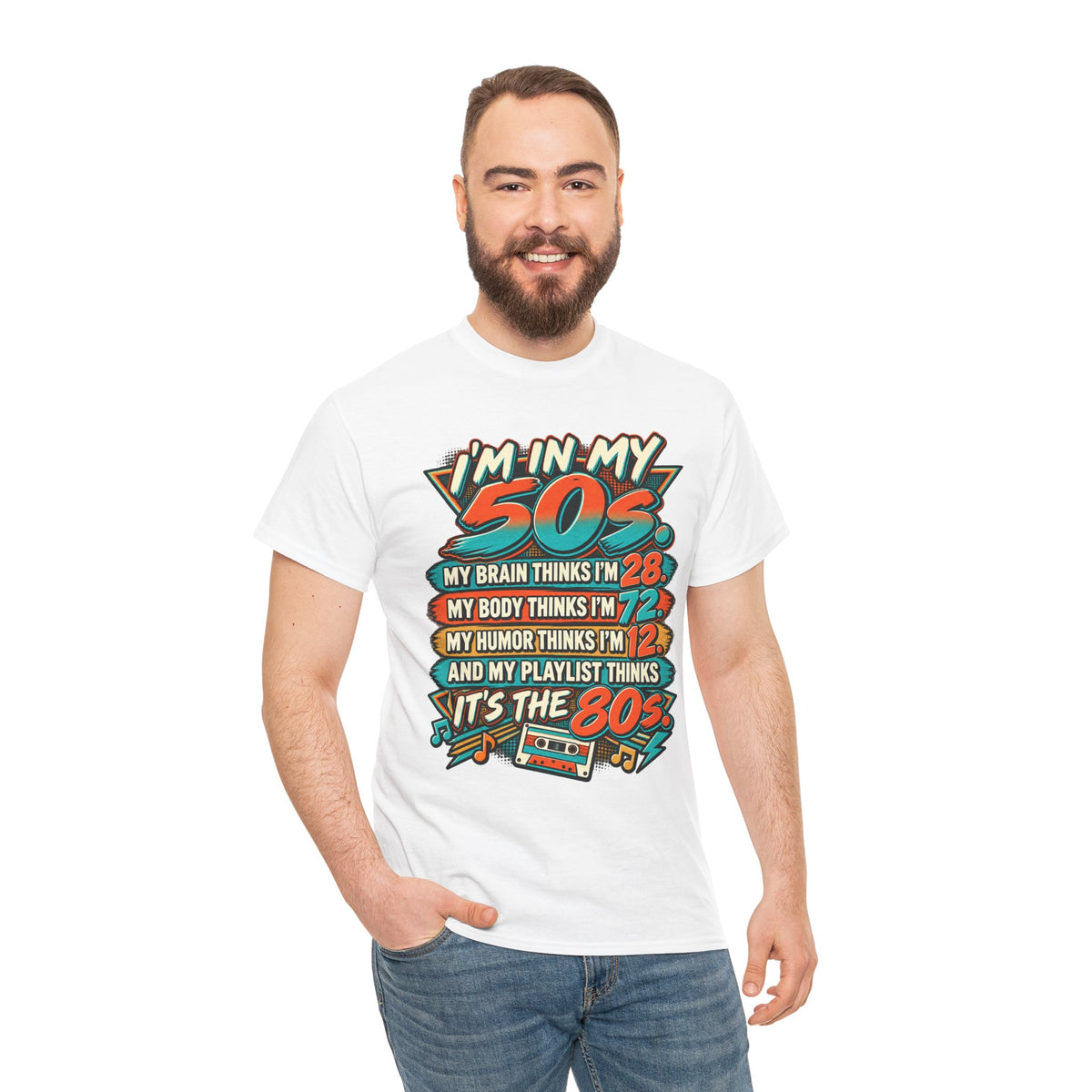 Retro 50s Birthday T‑Shirt — "I'm in My 50s" 80s Playlist Cassette Tee