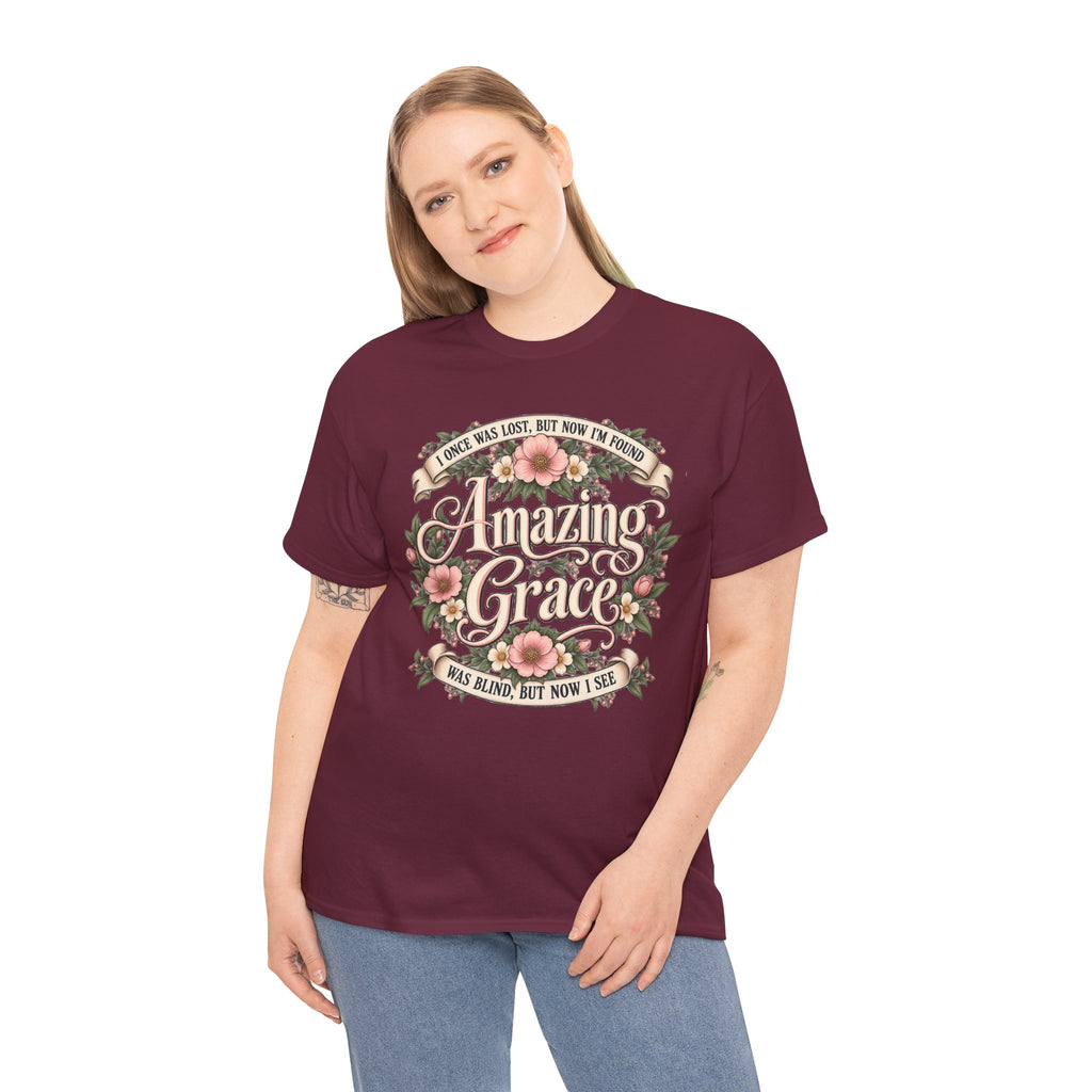 Amazing Grace Floral T-Shirt — Vintage Christian Faith Tee