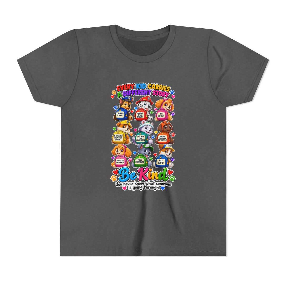 Be Kind Youth Short Sleeve Tee – Colorful Cartoon Character Shirt