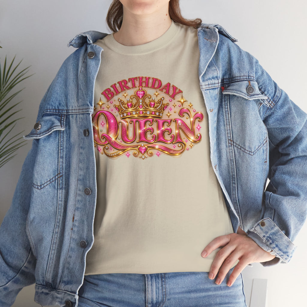 Birthday Queen Graphic T-Shirt | Pink & Gold Crown