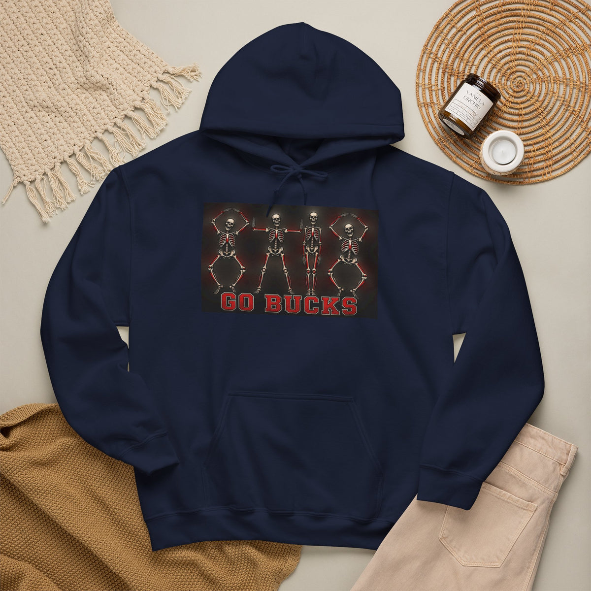 Go Bucks Hoodie — Vintage Red Deer Antlers Graphic Hooded Sweatshirt