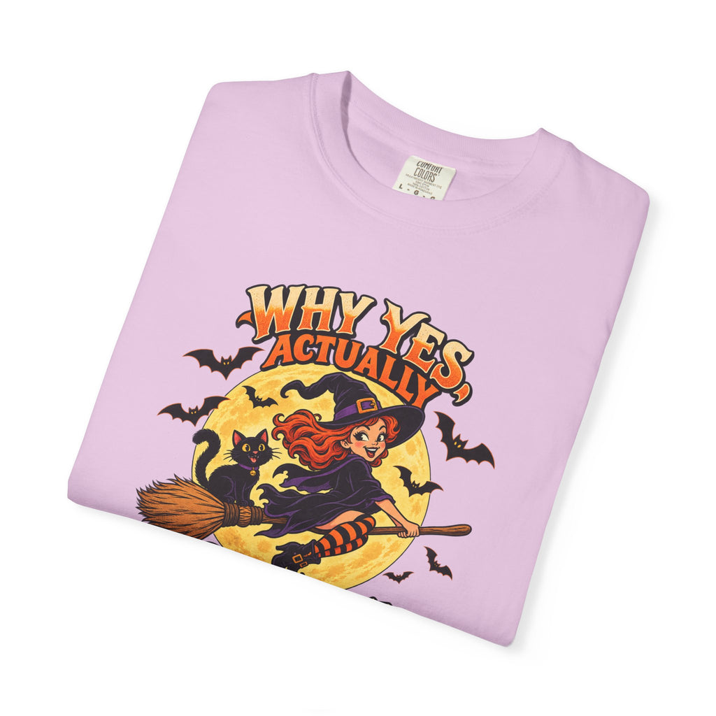 Witch Broom Halloween T-Shirt — "Why Yes Actually I Can Drive A Stick"