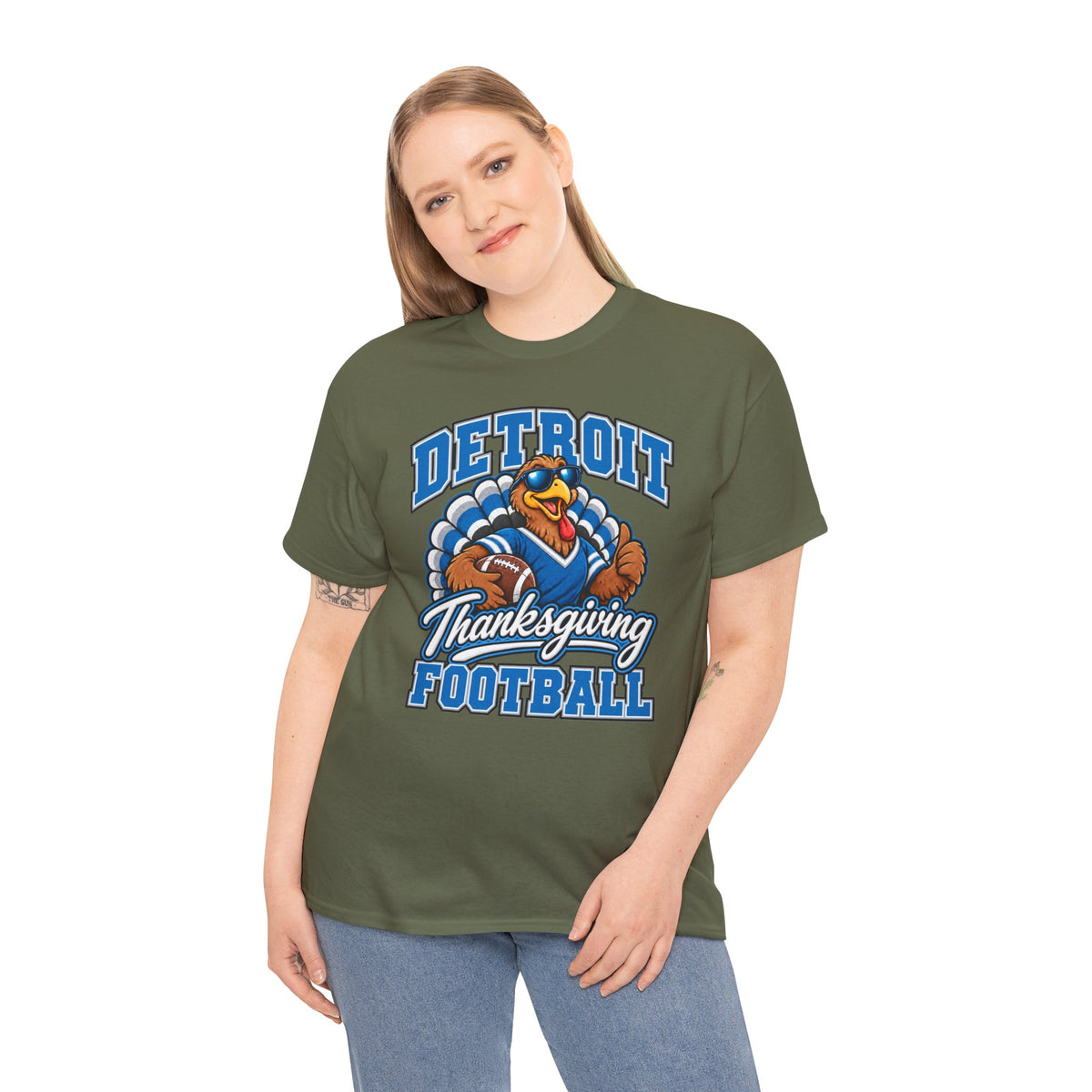 Detroit Thanksgiving Football Tee — Turkey Mascot Game Day Shirt