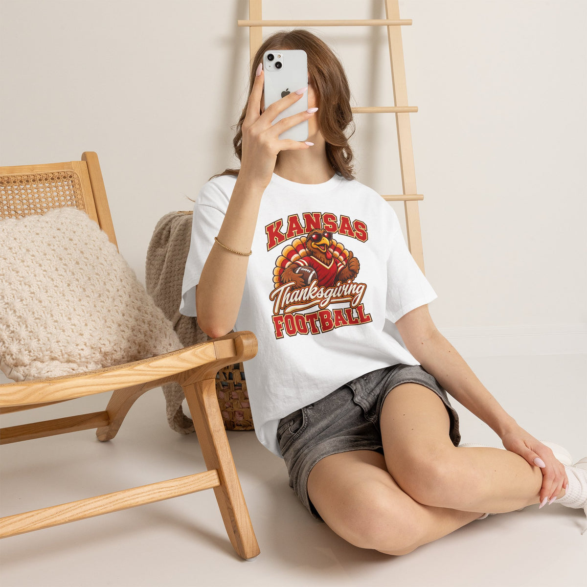 Kansas Thanksgiving Football T‑Shirt — Turkey Mascot Holiday Game Tee