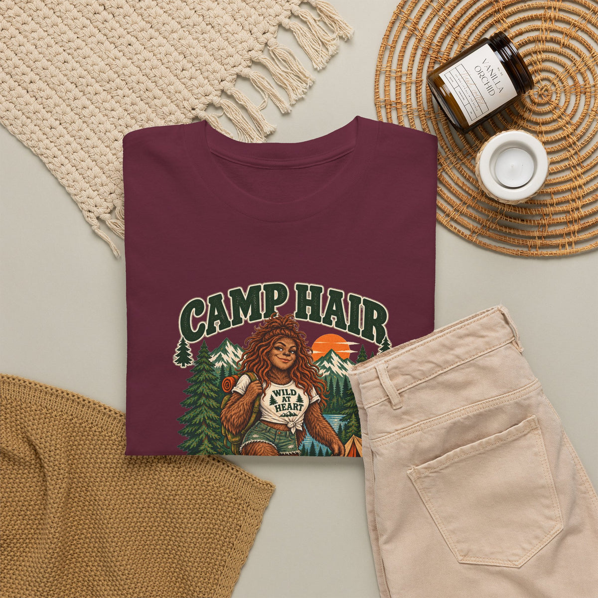 Camp Hair Don't Care T-Shirt — Retro Camping Graphic Tee
