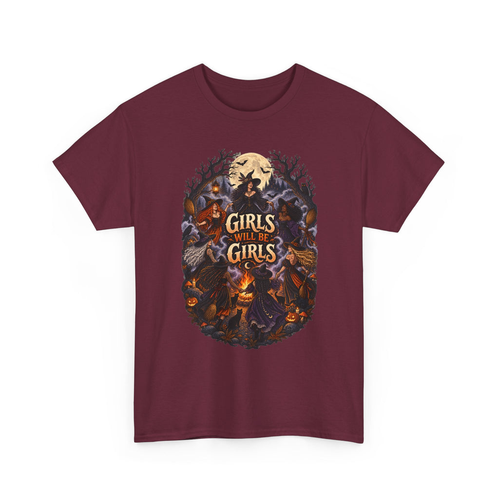 Girls Will Be Girls T-Shirt — Witchy Campfire Illustration Tee