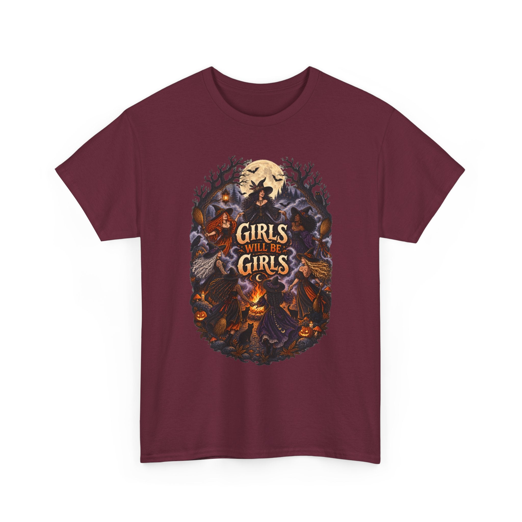 Girls Will Be Girls T-Shirt — Witchy Campfire Illustration Tee
