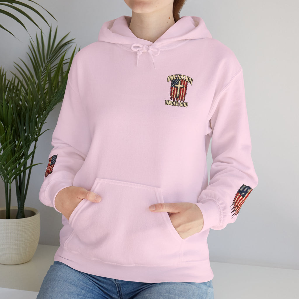 One Nation Under God Patriotic Cross Hoodie