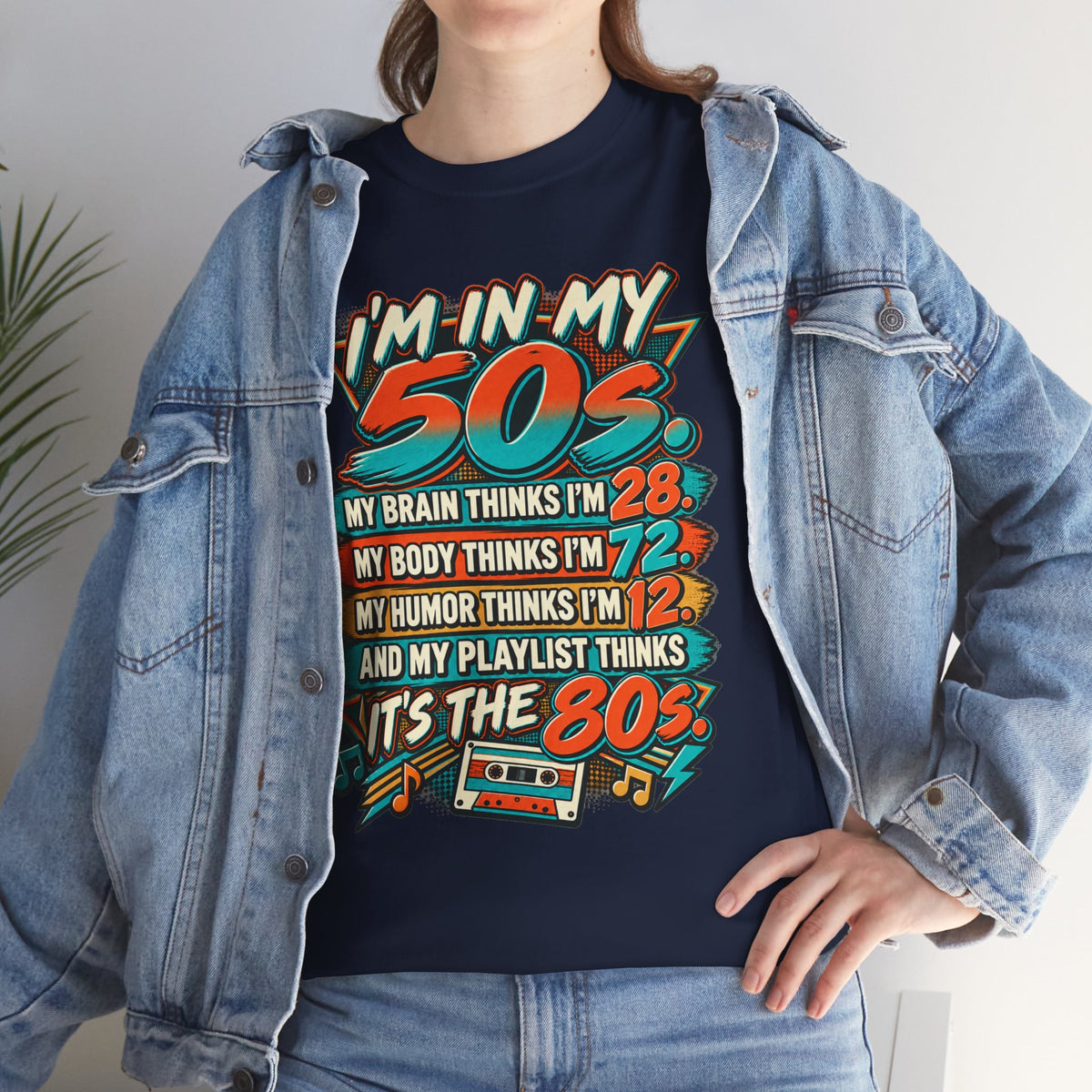 Retro 50s Birthday T‑Shirt — "I'm in My 50s" 80s Playlist Cassette Tee