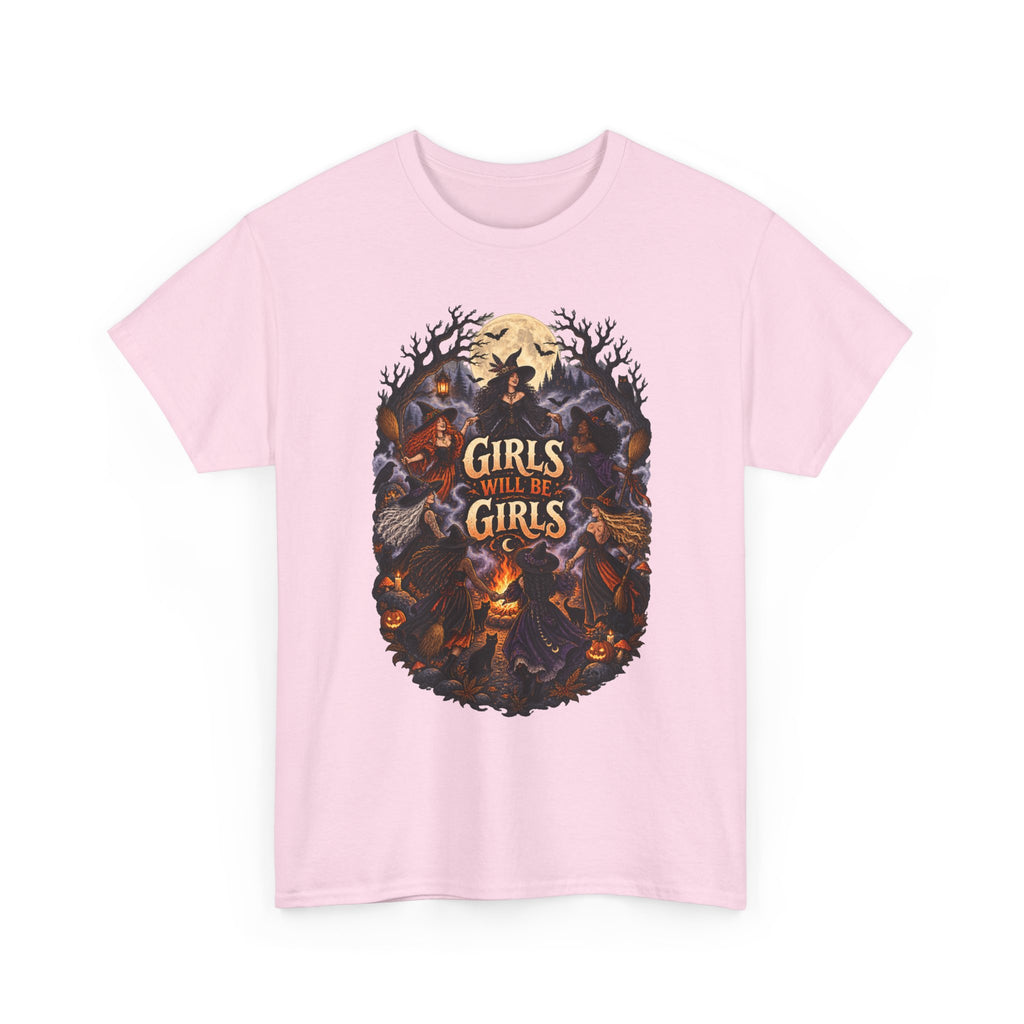 Girls Will Be Girls T-Shirt — Witchy Campfire Illustration Tee