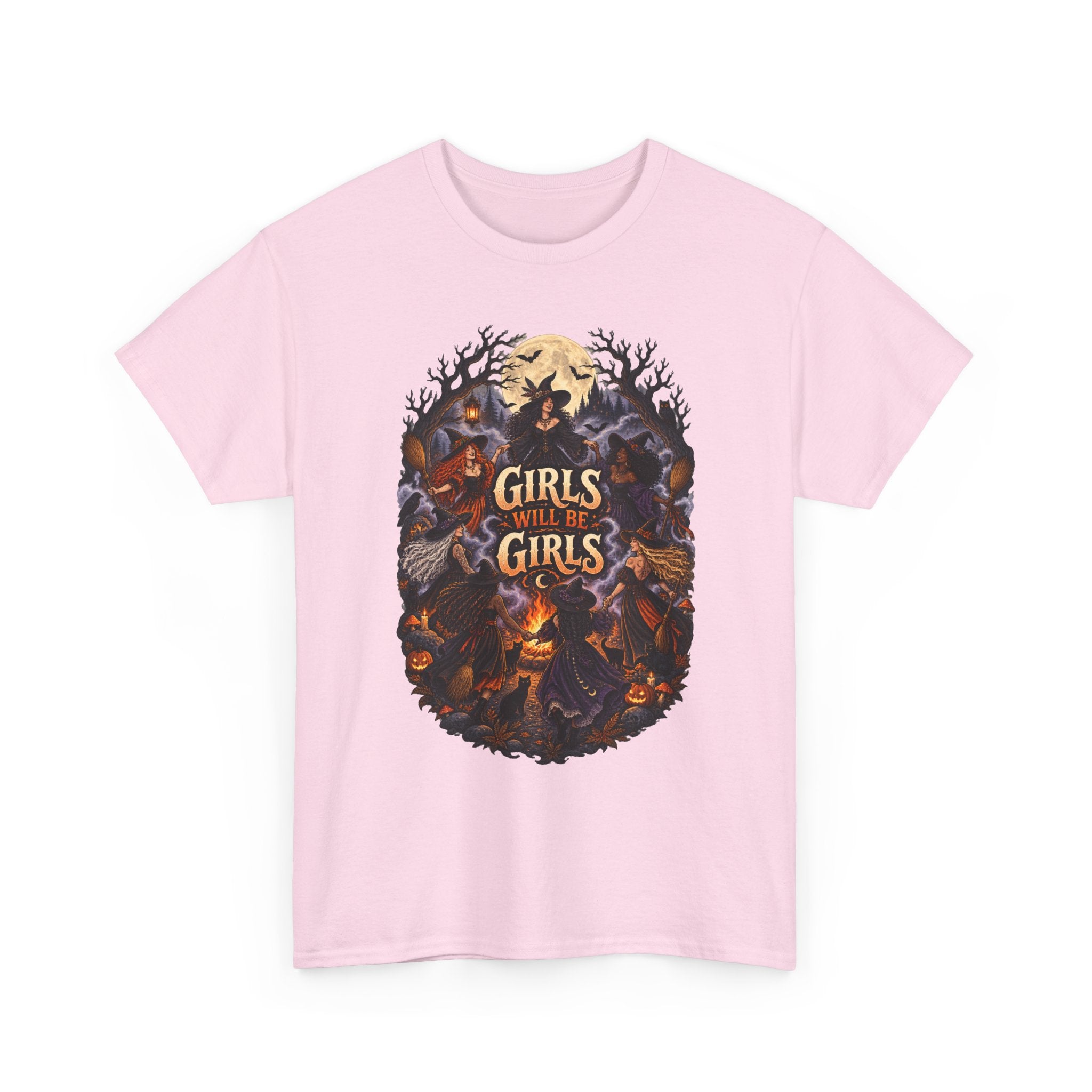 Girls Will Be Girls T-Shirt — Witchy Campfire Illustration Tee