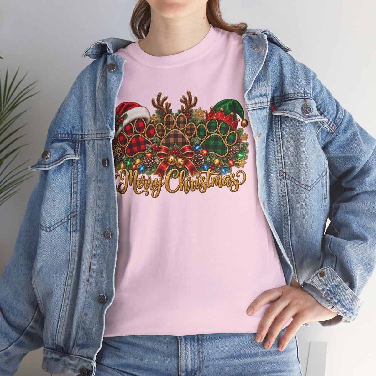 Merry Christmas Paw Prints Holiday Graphic Tee