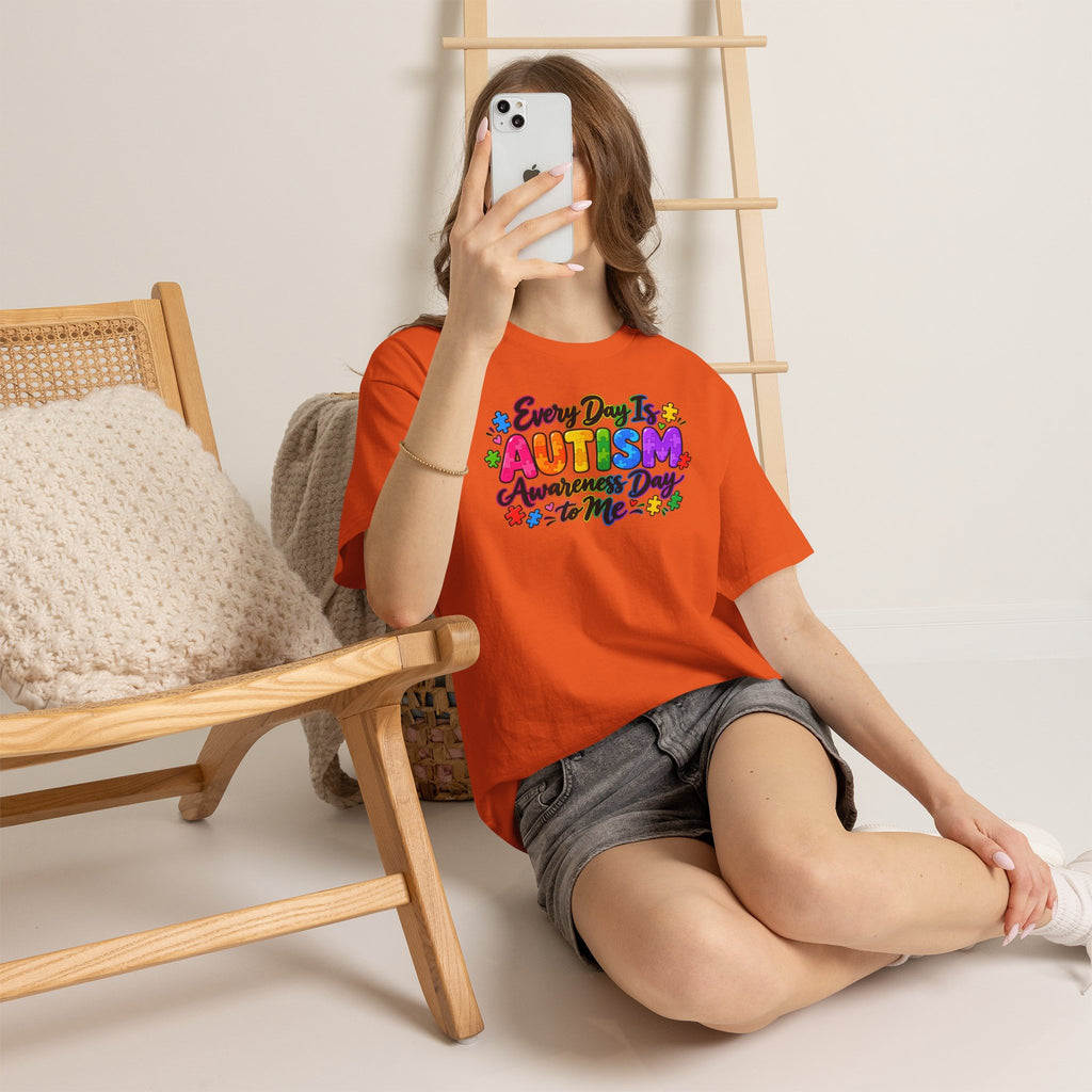 Autism Awareness T-Shirt — "Every Day Is Autism Awareness Day to Me" Colorful Puzzle Tee