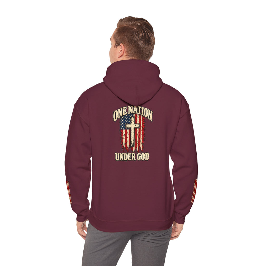 One Nation Under God Patriotic Cross Hoodie