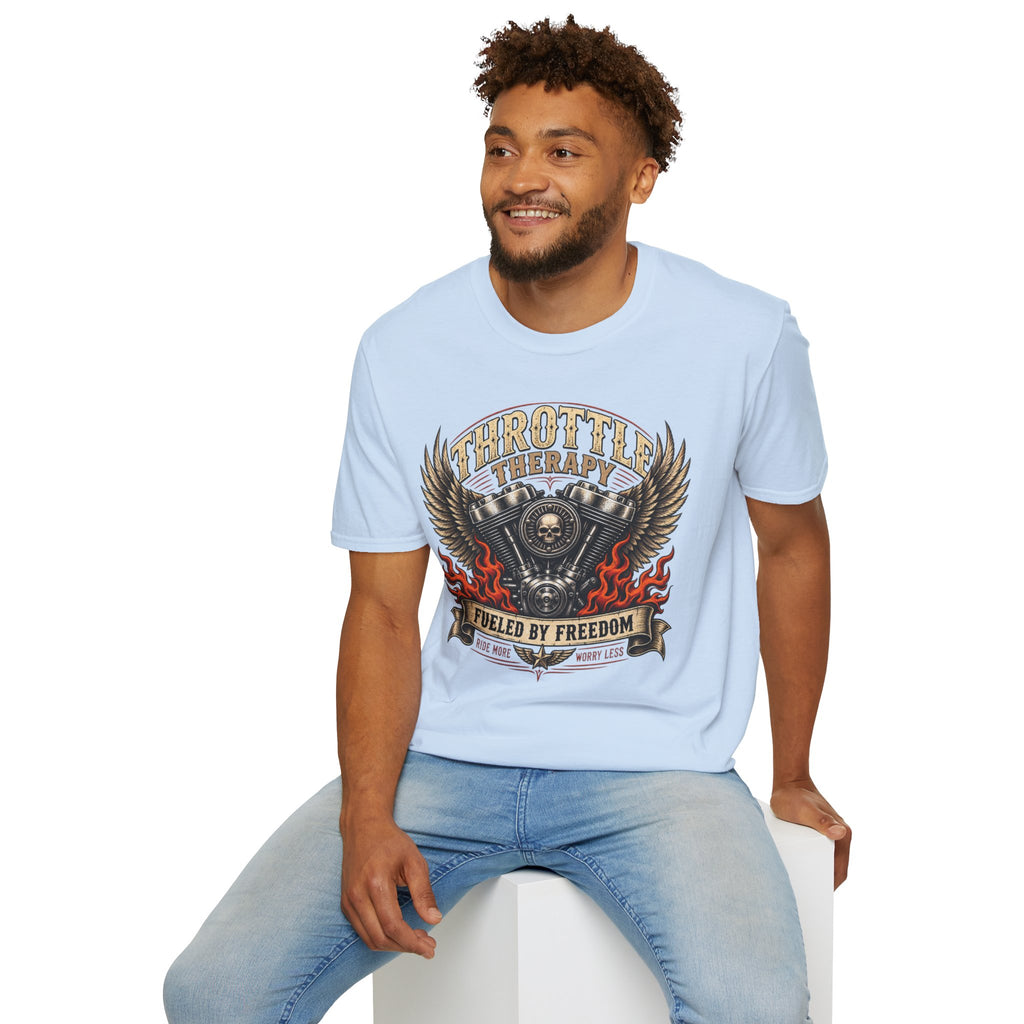 Throttle Therapy Motorcycle T‑Shirt — Fueled by Freedom Riding Tee