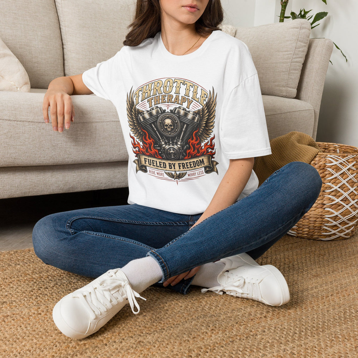 Throttle Therapy Motorcycle T‑Shirt — Fueled by Freedom Riding Tee