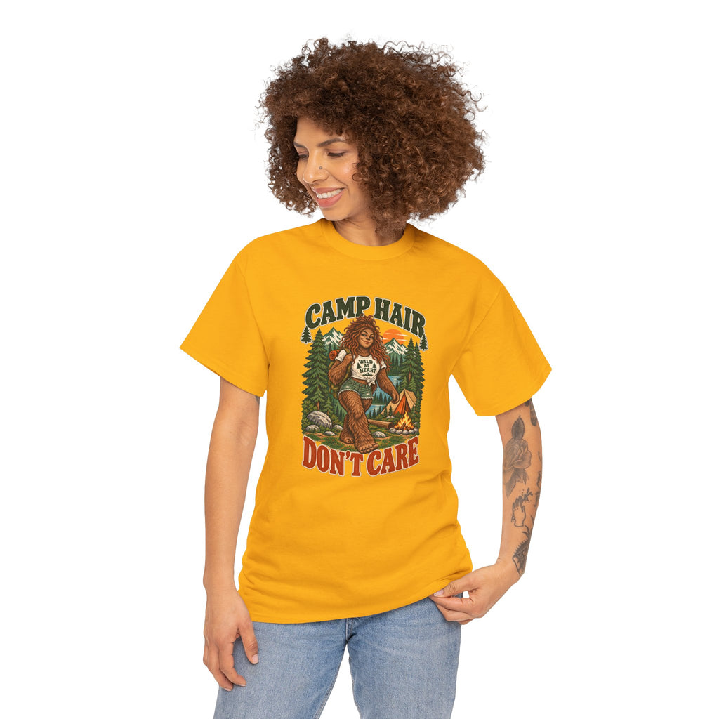 Camp Hair Don't Care T-Shirt — Retro Camping Graphic Tee