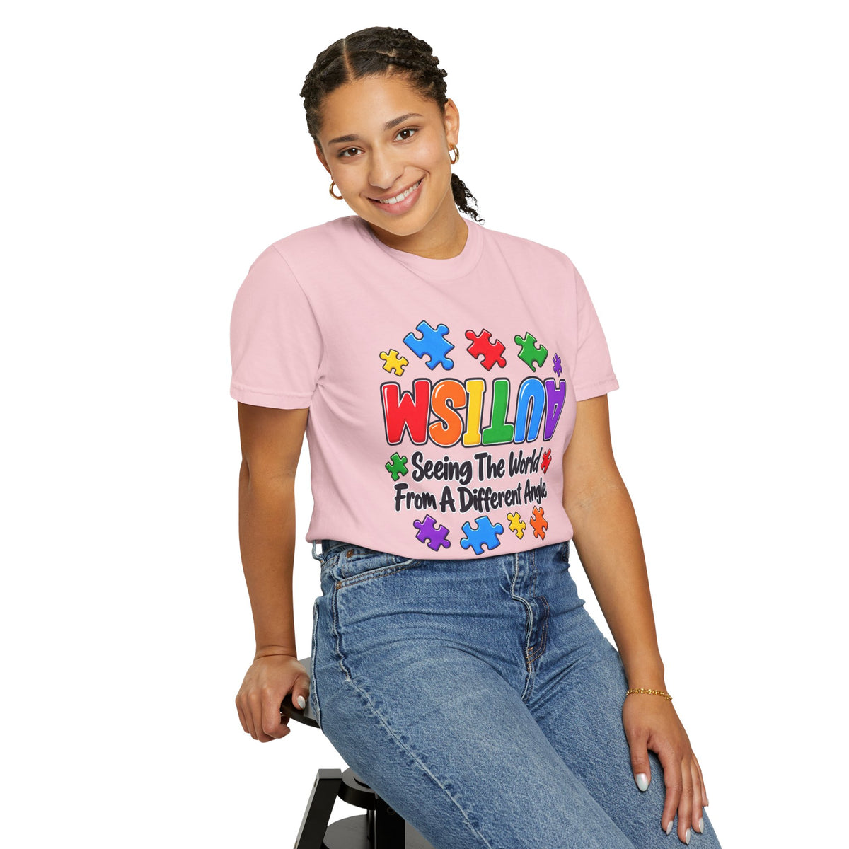 Autism Awareness T-Shirt — "Seeing the World From a Different Angle" Puzzle Design