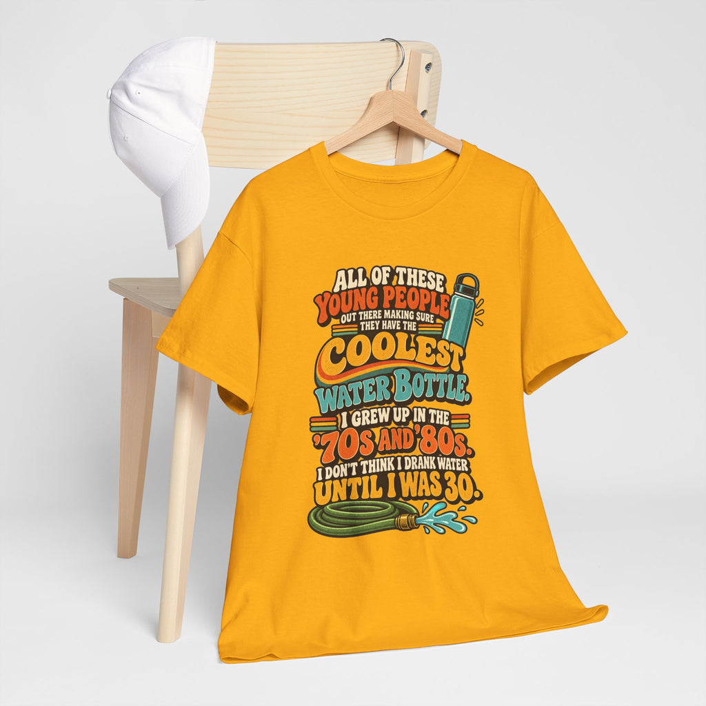 Retro 70s-80s Funny Water Bottle Tee — "Coolest Water Bottle" Graphic T-Shirt