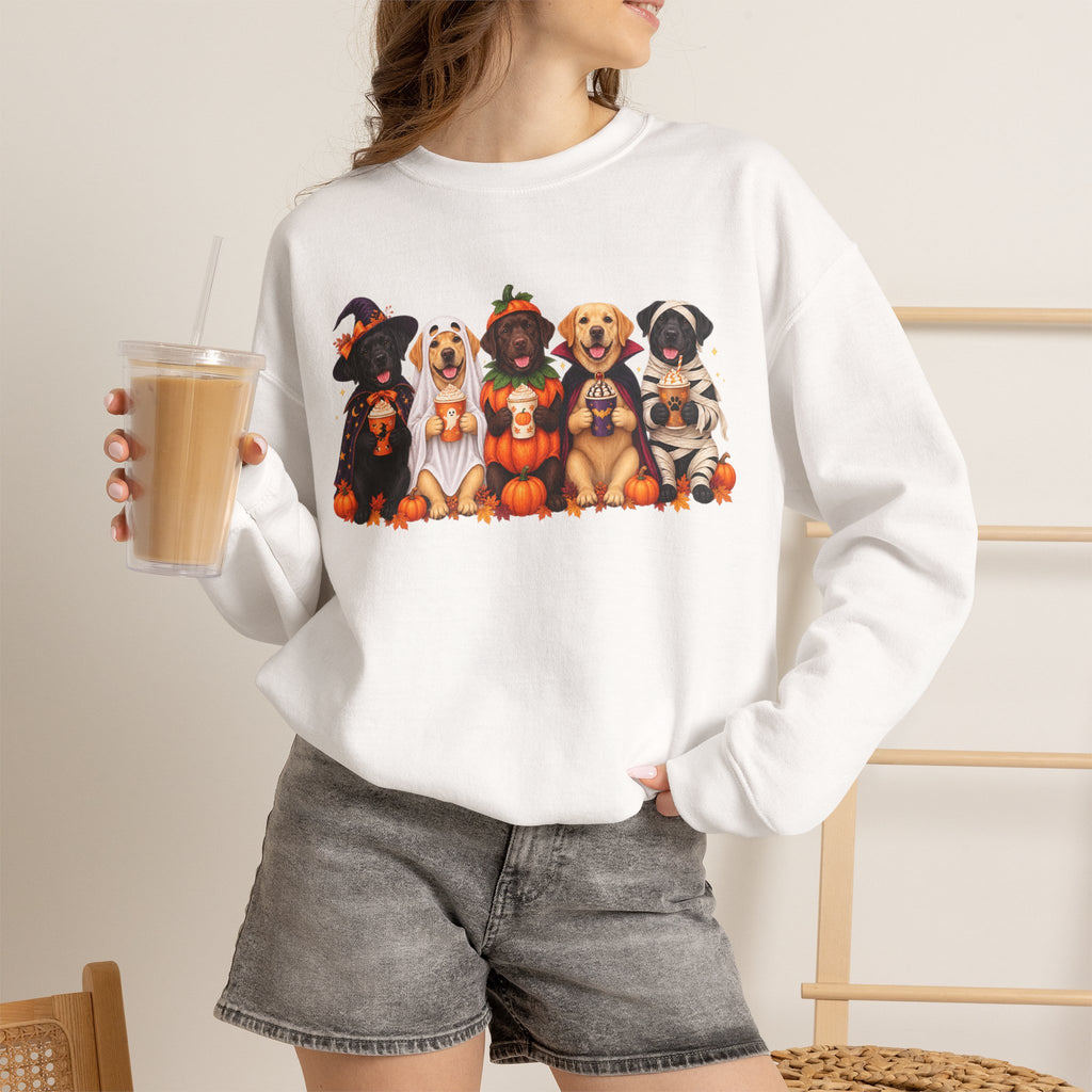 Halloween Dogs Crewneck Sweatshirt — Cute Puppies in Costumes Fall Pullover