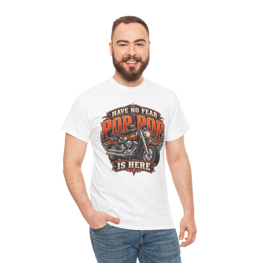 Pop Pop Is Here Motorcycle Dad T-Shirt