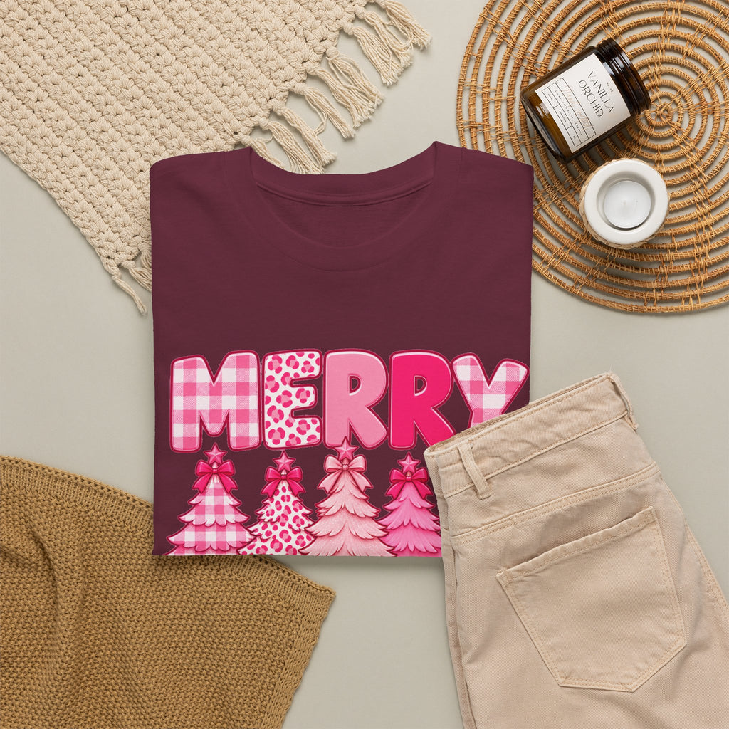 Merry Christmas Pink Christmas Tree T-Shirt