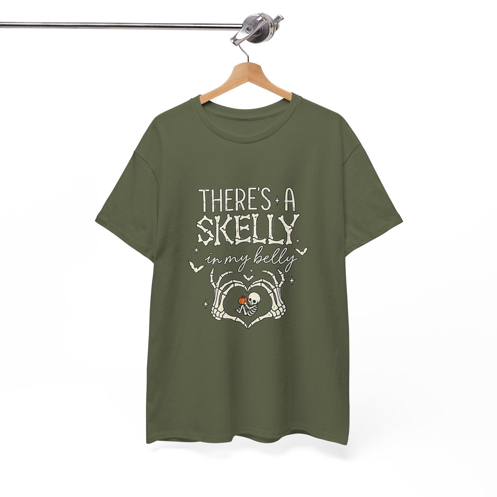 Skeleton Heart T‑Shirt — "There's a Skelly in My Belly" Cute Halloween Tee